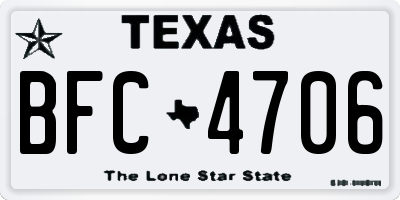 TX license plate BFC4706