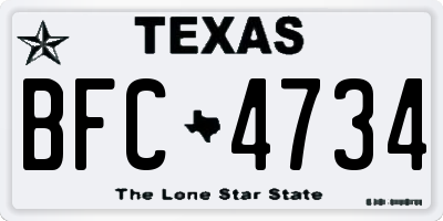 TX license plate BFC4734