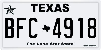 TX license plate BFC4918