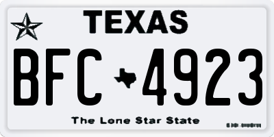 TX license plate BFC4923