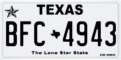 TX license plate BFC4943