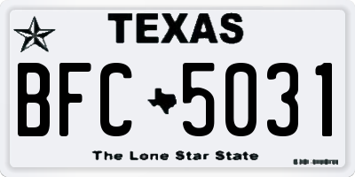 TX license plate BFC5031