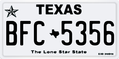 TX license plate BFC5356