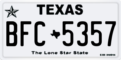 TX license plate BFC5357