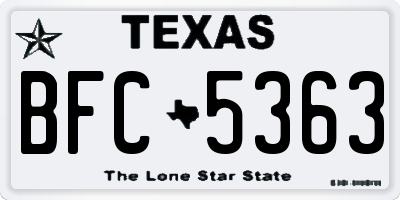 TX license plate BFC5363