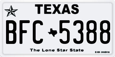 TX license plate BFC5388