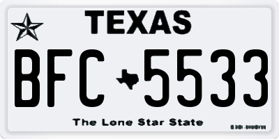 TX license plate BFC5533