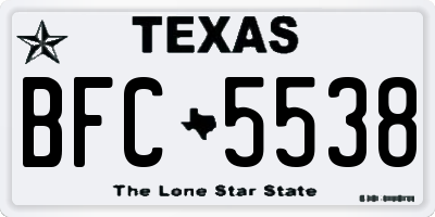TX license plate BFC5538