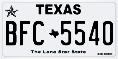 TX license plate BFC5540