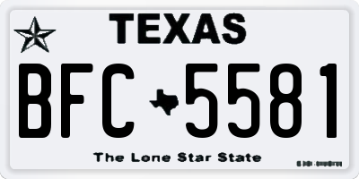TX license plate BFC5581