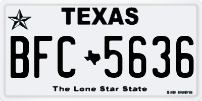 TX license plate BFC5636