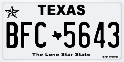 TX license plate BFC5643