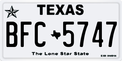 TX license plate BFC5747