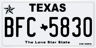 TX license plate BFC5830