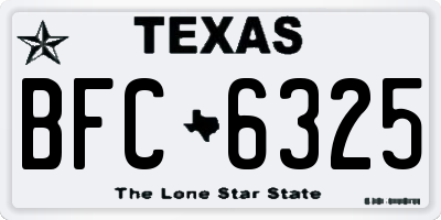 TX license plate BFC6325