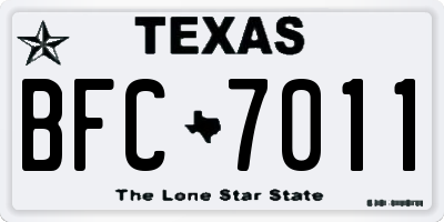 TX license plate BFC7011