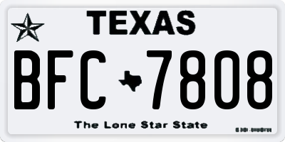 TX license plate BFC7808