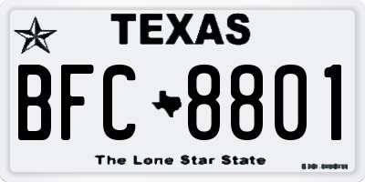 TX license plate BFC8801