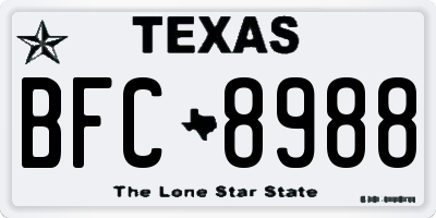 TX license plate BFC8988
