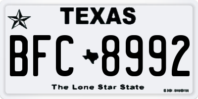 TX license plate BFC8992