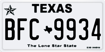 TX license plate BFC9934