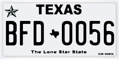 TX license plate BFD0056
