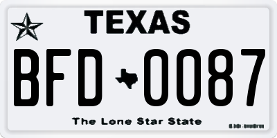 TX license plate BFD0087