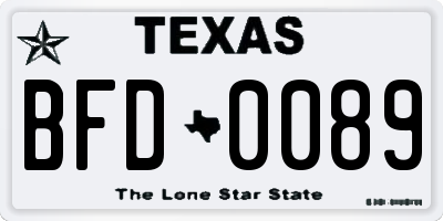 TX license plate BFD0089