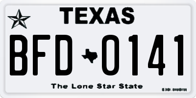 TX license plate BFD0141