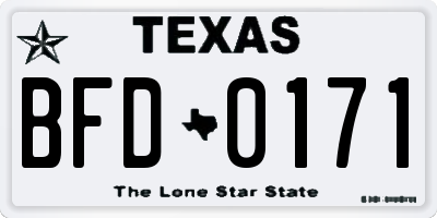 TX license plate BFD0171