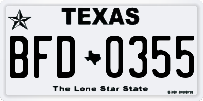TX license plate BFD0355