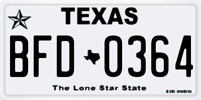 TX license plate BFD0364