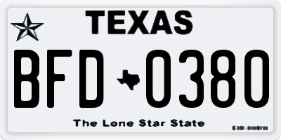 TX license plate BFD0380