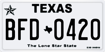 TX license plate BFD0420