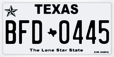 TX license plate BFD0445