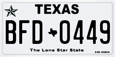 TX license plate BFD0449