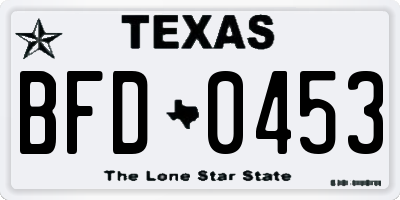TX license plate BFD0453