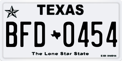 TX license plate BFD0454
