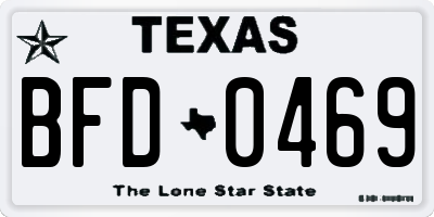 TX license plate BFD0469