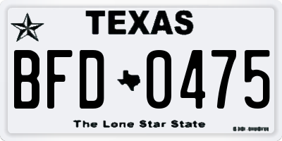 TX license plate BFD0475