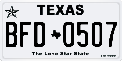 TX license plate BFD0507