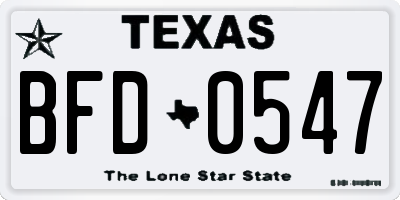 TX license plate BFD0547