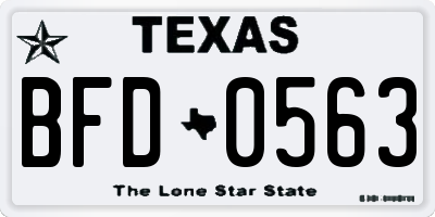 TX license plate BFD0563