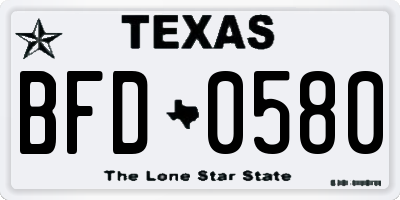 TX license plate BFD0580