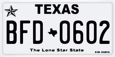 TX license plate BFD0602