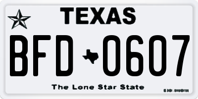 TX license plate BFD0607