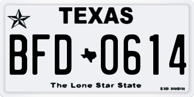 TX license plate BFD0614
