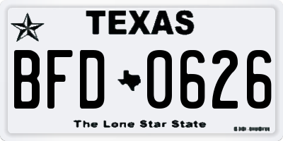 TX license plate BFD0626