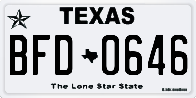 TX license plate BFD0646