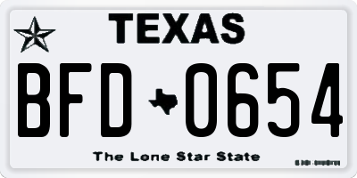 TX license plate BFD0654